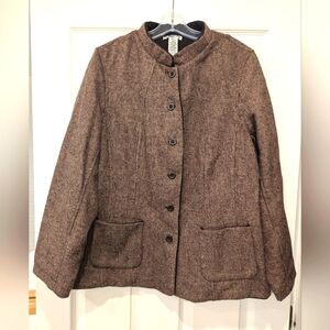 Deane & White Vintage Brown Textured Wool bland Button Front Jacket blazer sz 1X